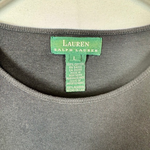Lauren Ralph Lauren Long Sleeve Top Ribbed Knit Classic Logo Black L - Picture 4 of 8